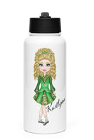 NEW STYLE  Irish Dance Water Bottle or Tumbler for Girls - Personalized name and choice of skin tone, hair color, eye color and dress!